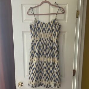 J. Crew Factory Navy and Cream Ikat Sundress